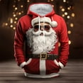 thumbnail image 2 of Hpapadks Mens Hoodie Christmas Cartoon 3D Santa Print Hoodies Pullover with Front Pocket Holiday Party Drawstring Hooded Sweatshirts for Men, 2 of 4