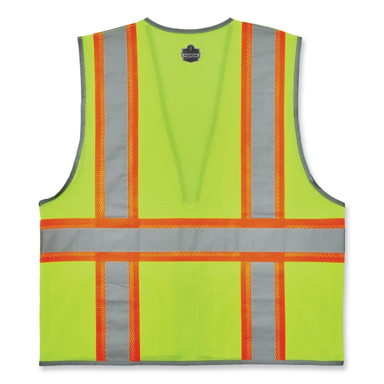 GloWear 8246Z-S Single Size Class 2 Two-Tone Mesh Vest, Polyester, Large, Lime, Ships in 1-3 Business Days