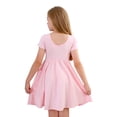 thumbnail image 4 of Stelle Casual Sundress Short Sleeve A-Line Twirly Skirt Skater with Pockets High Waisted Knee Length Flared Swing Party Dance Dress for Big Girls,Pink,3T, 4 of 7
