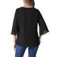 thumbnail image 3 of INSPIRE CHIC Women's 3/4 Split Sleeve V Neck Mesh Blouse Casual Dressy Tunic Top, 3 of 5