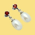 thumbnail image 5 of Natural Fresh Water Pearl Drop & Garnet 925 Silver Earrings Jewelry E-1062 AGE1022_B, 5 of 6