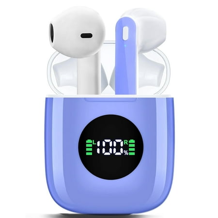 Haysky Wireless Earbuds  Bluetooth Headphones with Noise Cancelling Mic  50H Playtime with LED Display  USB-C & Wireless Charging  IPX7 Waterproof in Earphones for Sports  Workout  Travel (Blue)