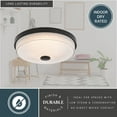 thumbnail image 6 of Preston 1-Light 12.5 in. Wide Matte Black Transitional Dome Flush Mount Lighting Fixture, Clear Ribbed Glass Shade, LED with Selectable Color Temperature for Low Ceilings, Bedroom, Hallway, Kitchen, 6 of 13