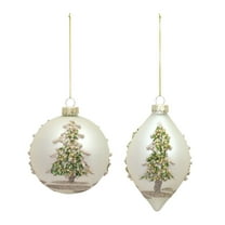 Home Decorative Ornament (Set of 6) 5"H, 6"H Glass - Green, Gold, Silver