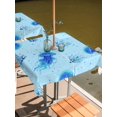 thumbnail image 2 of Outdoor Tablecloth with Umbrella Hole for Patio/Picnic/Party/Camping, Coastal Corals Waterproof Table Cloth Square Cover Washable, Blue Jellyfish Nautical Cyan Polka Dots (60"x 60"), 2 of 9