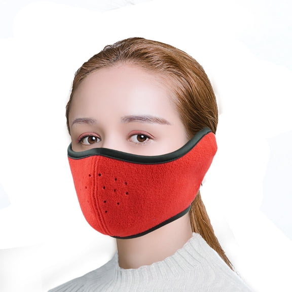 Winter warm mask-windproof and dustproof adjustable earmuffs red