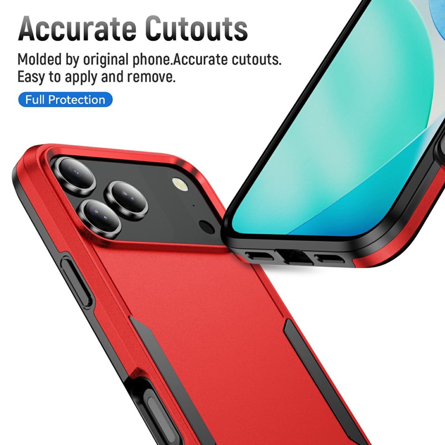 Rugged Shockproof Hybrid Cover for iPhone 17 Pro Max - Red