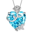 thumbnail image 1 of Juwaliy 15MM Mujer Rose Collar de Corazón Piedra de Nacimiento de Marzo 925 Plata de Ley Dije de Mariposa Flor Aguamarina Azul Joyería Mamá Cumpleaños San Valentín Regalo, 1 of 7