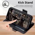 thumbnail image 4 of Allytechgroup Flip Case for iPhone 16e, PU Leather Slim Fit Shell Cards Holder Kickstand Shockproof Anti-Scratch Corner Protective Wallet Case for iPhone 16e, Black, 4 of 5