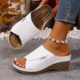 thumbnail image 3 of Rokment Womens Orthopedic High Heels Dressy Sandals Comfortable Arch Support Wedge Heeled Slip on Fashion Casual Leather Open Toe Platform Wedge Walking Dress Slides Summer Shoes White Size 6, 3 of 6