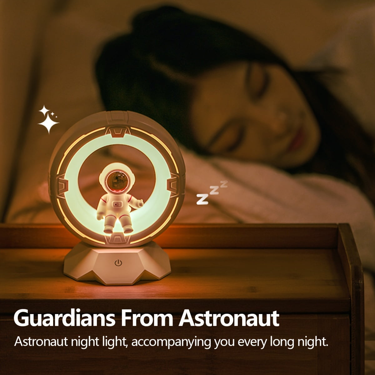 BRAVRAIN Astronaut Night Light - Adjustable Brightness, 3 Color Options, 1200mAh Rechargeable Battery, Touch/Clap Control, Space-Themed Desk Decor, Ideal for Bedroom & Birthday Gifts,