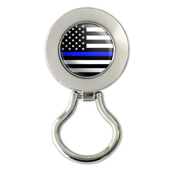 Thin Blue Line American Flag Magnetic Metal Eyeglass ID Badge Holder