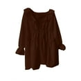 thumbnail image 2 of Jalioing Women's Shirts 3/4 Length Ruffle Sleeve Flowy Blouses Scoop Neck Layered Chiffon Tops Summer Trendy, 2 of 5