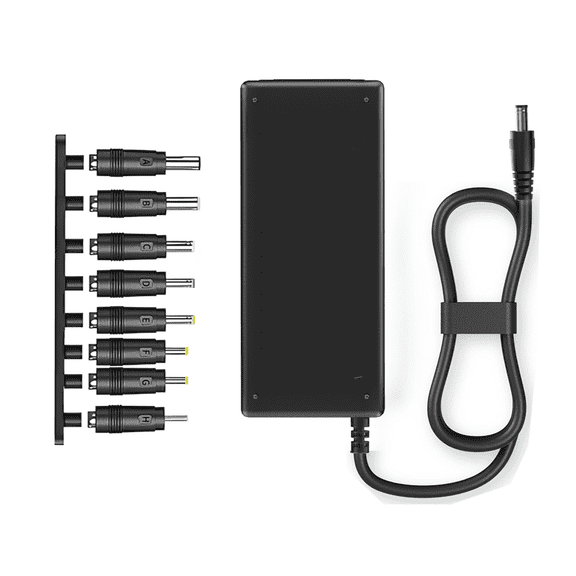 60W Universal AC/DC Laptop Charger with 8 Tips & 1.2m/3.94ft Power Cord, 12V 5A Adapter for Lenovo Laptops and More