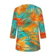 thumbnail image 6 of JTZGDY Summer Tunic Tops for Women Dressy Casual 2025 Fashion 3/4 Lenght Sleeve Floral Printed Ruched Pleated Crewneck Graphic T-Shirts Loose Fit Curvy Hem Blouse Green#01 XXL, 6 of 7