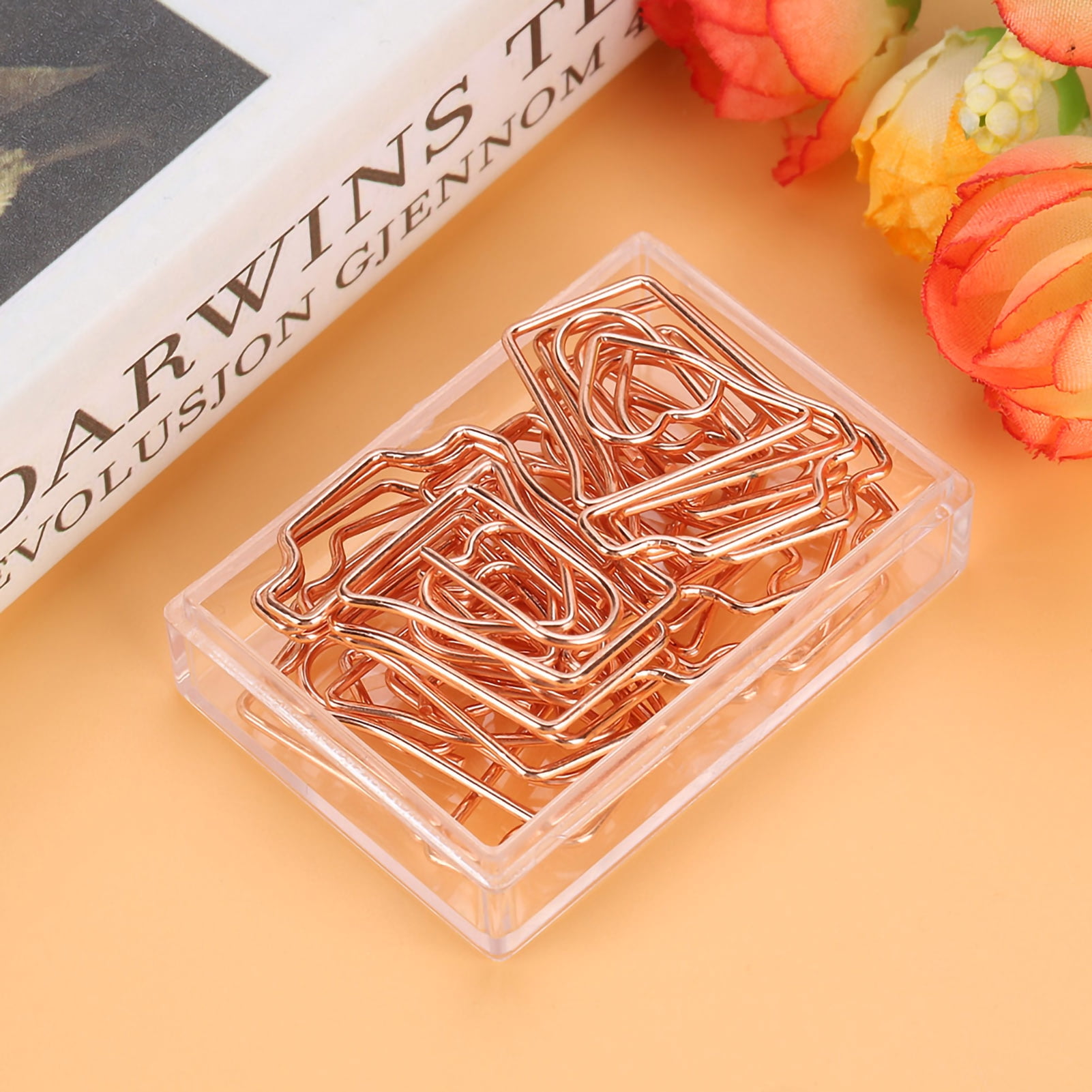 Paper Clips, 12Pcs/box Rose Gold Color Metal Paper Clips Electroplating