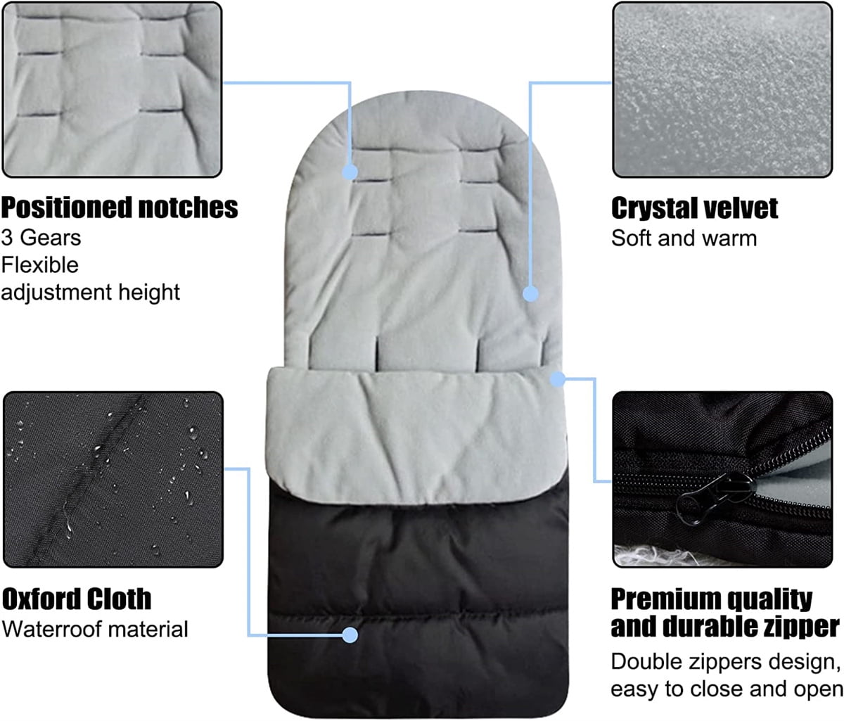 Casewin Baby Sleeping Bag Universal Stroller Footmuff Cover,All Season Toddler Warm Cosy Toes for Buggy footmuff,Stroller Annex Mat Foot Cover Waterproof Windproof Cold-Proof Detachable White