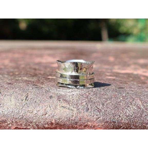 Heaven Crafts 925 Solid Sterling Silver Hammered Band Ring Handmade Unique Band Ring Delicate Dainty Ring Gift For Her