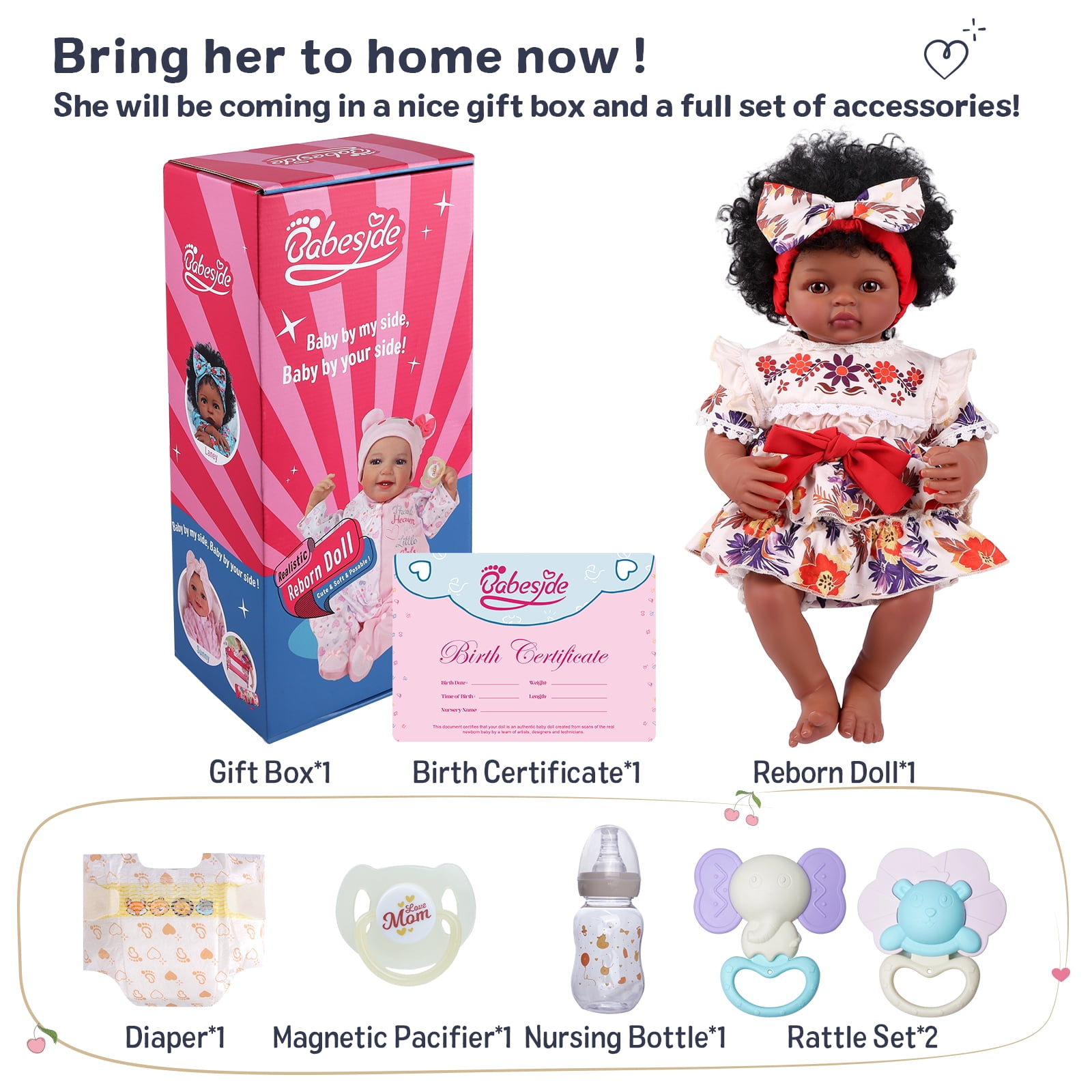 RSG Lifelike Reborn Baby Dolls Black Girl- 17 Inch Soft Body - Handmade Real Life Baby Dolls with Clothes and Toy Gift for Kids Age 3+