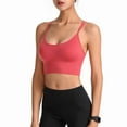thumbnail image 5 of Povozer Womens Y Back Sports Bras Spaghetti Straps Racerback Padded Yoga Bra(Watermelon Red,L), 5 of 6