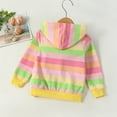 thumbnail image 4 of FAOWME Fall Girls Cute Zipper Pocket Rainbow Strip Hooded Jacket Green 2-3 Years, 4 of 8