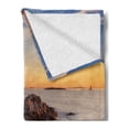 thumbnail image 2 of United States Soft Flannel Fleece Blanket, Cape Elizabeth Maine River Portland Lighthouse Sunrise USA Coast Scenery, Cozy Plush for Indoor and Outdoor Use, 50" x 60", Pale Blue Tan, by Ambesonne, 2 of 5