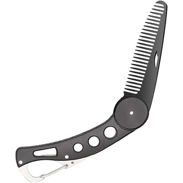 wonim44 Stainless Steel Folding Beard Comb, Portable Multifunction Anti Static Fine to Medium Metal Hair Comb for Men Grooming, Combing Hair, Beard, and Mustache Styling