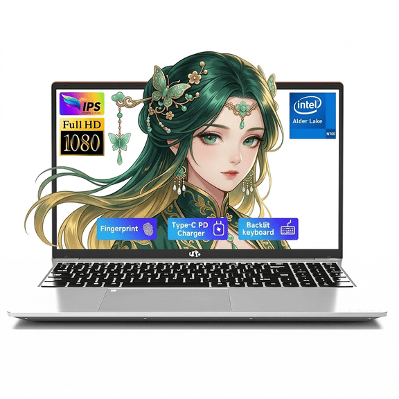 15.6" IPS FHD Laptop 4GB RAM 128GB SSD Intel Pentium Quad Core N100 (Beat i3-1115G4, Up to 3.4GHz) with Backlit Keyboard Fingerprint Type-C WiFi 6 BT5.2 Red