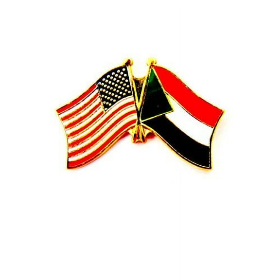 PACK of 50 Sudan & US Crossed Double Flag Lapel Pins, Sudanese & American Friendship Pin Badge