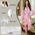 thumbnail image 6 of Yuyamidu Pink Ribbon Womens Robes Lightweight 3/4 Sleeves Bathrobe Breast Cancer Awareness V Neck Sleepwear Women's Mid-Length Robe Nightgrown Size XL, 6 of 7