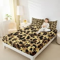 thumbnail image 4 of jejeloiu Chic Leopard Pattern Full Size Sheets,Cute Bow Ribbon Bed Sheets,Yellow Brown Sheet Sets For Men Women,Super Cozy Room Decor,4pcs, 4 of 7