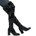 thumbnail image 3 of WEAIXIMIUNG Bottes en Caoutchouc Femmes Bottes pour Femmes à Bout Rond Bottes en Cuir à la Mode pour l'Automne et l'Hiver Mode Polyvalentes Bottes Longueur Genou, 3 of 9