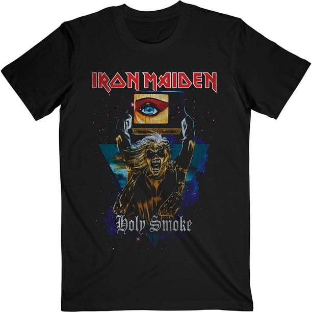Iron Maiden - Camiseta Holy Smoke Space Triangle para Adultos Unisex (Negro)