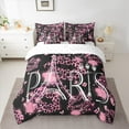 thumbnail image 2 of Manfei Eiffel Tower 7-Piece Bedding Comforter Set,Romantic France Paris King Bedding Sets,Pink Leopard Print Bed Sheets For Girls,Luxury Bedroom Decor, 2 of 8