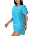 thumbnail image 2 of Bixox Women's Sky Blue Glitter Printed Pajama Set 2 Piece Lounge Set Top and Shorts Soft Pajamas, Shorts with Pockets, 2 of 7