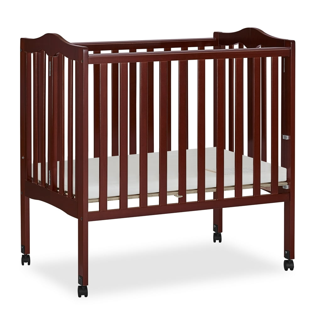 Dream On Me Lightweight 2in1 Folding Portable Mini Crib, Cherry