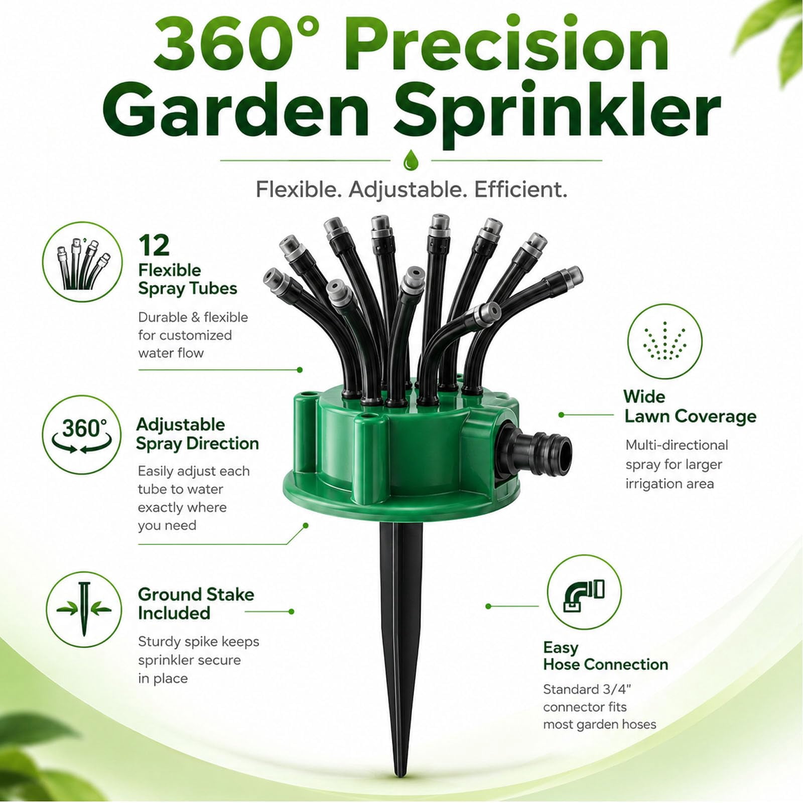 2026 New 360° Multi-Directional Lawn Sprinkler with Flexible Spray Nozzles for Yard