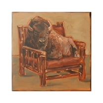 Stupell Industries Bison Lounging in Chair Animals & Insects Painting Gallery Wrapped Canvas Art Print Wall Art, 17 x 17