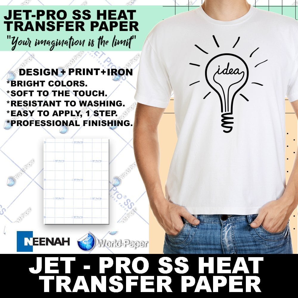 Jet Pro SS Soft Stretch Neenah Coldenhove\u00a0Inkjet Heat Transfer Paper\u00a08.5 x 11 100 Sheets\u00a0