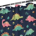 thumbnail image 3 of Dark Blue Colorful Dinosaur and Flower Pattern Shower Curtain 36"x72" ,Bathroom Decorative Shower Curtains Set with 12 Hooks,Modern Waterproof Washable Shower Curtain, 3 of 6