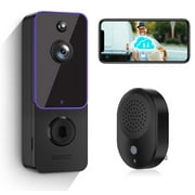 Wireless Doorbell Camera, Smart WiFi Video Doorbell with Chime, 2-Way Audio, Night Vision, Cloud Storage, Battery Powered