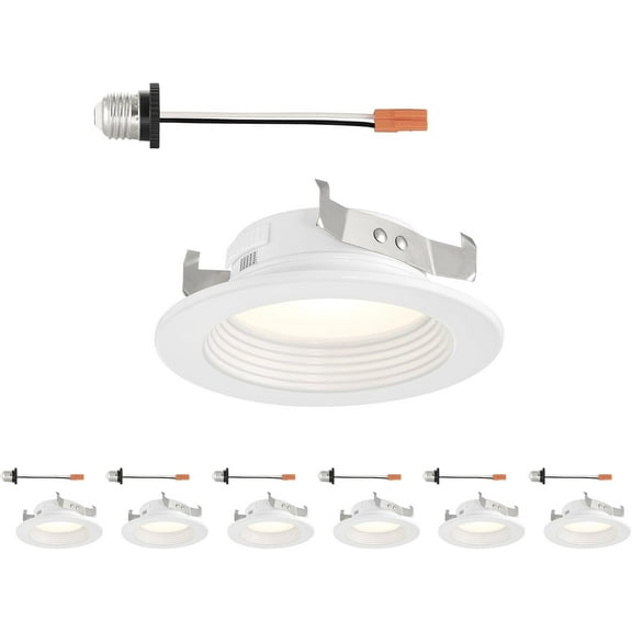 Designers Fountain 4 in. White Baffle Trim Dimmable Selectable CCT LED Recessed Can Light for Damp Indoor Areas, 6-Pack