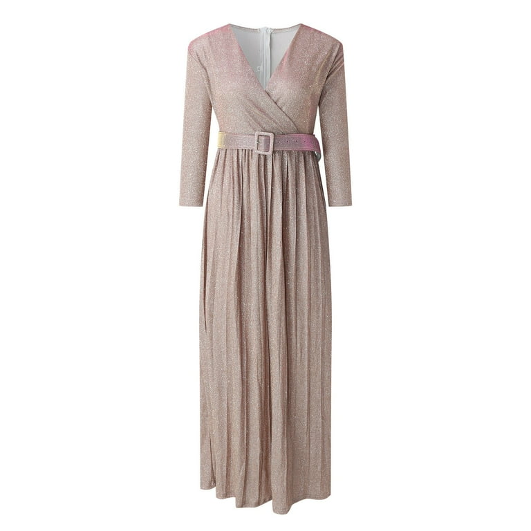 IDALL Wedding Guest Dresses,Prom Dresses 2022 Sexy Deep V Neck Skirt  Sequined Bling Shiny Elegant Casual Gown Plus Size Women Evening Dress Maxi  Dresses,Formal Dresses,Graduation Dress Pink Dress M - Walmart.com