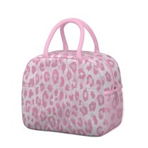 Womens Pink and Pink Of Leopard Print Lunch Box for Work,Insulated Lunch Bag for Women,Loncheras Para Mujer,Leakproof Adult Lunch Bag for Work,Beach,Travel,Picnic,Camping