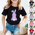 thumbnail image 3 of Girls Easter Shirts Casual Comfy Black Egg Bunny Print Summer Easter Tshirt Bunny Short Sleeve Shirt for Boys Girls Kids Tees T-Shirts, 3 of 4