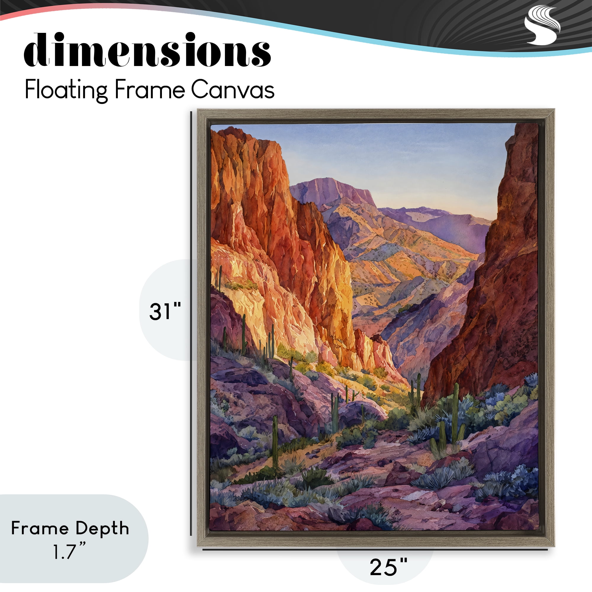 Stupell Industries Western Colors Canyon Brown Framed Floater Canvas Wall Art, design by Franklyn Gregory