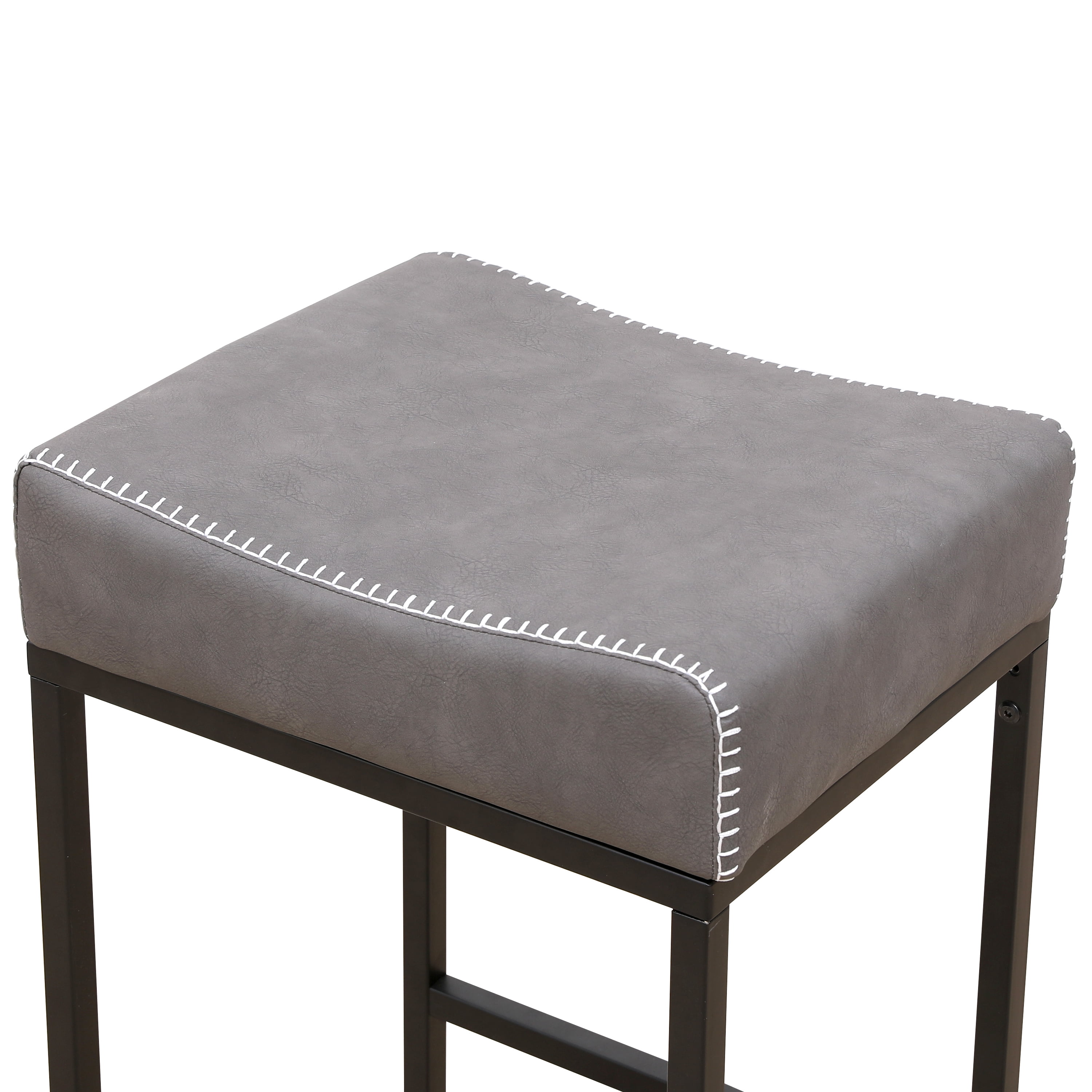 Yardi Yard Modern PU Leather Counter Height Bar Stools Set of 2, Upholstered Accent Stool with Footrest, Gray Yardi Yard Modern PU Leather Counter Height Bar Stools Set of 2, Upholstered Accent Stool with Footrest, Gray