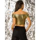 thumbnail image 5 of Top Corto Metálico Brillante Hombros Descubiertos Oro negro T L, 5 of 6