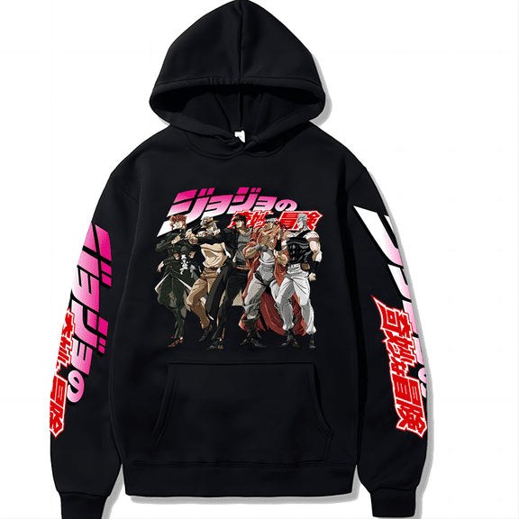 ipzHeZ JOJO's Bizarre Adventure Unisex Hoodies Japanese Anime JOJO Printed Casual Sweatshirts Size XXS to 4XL