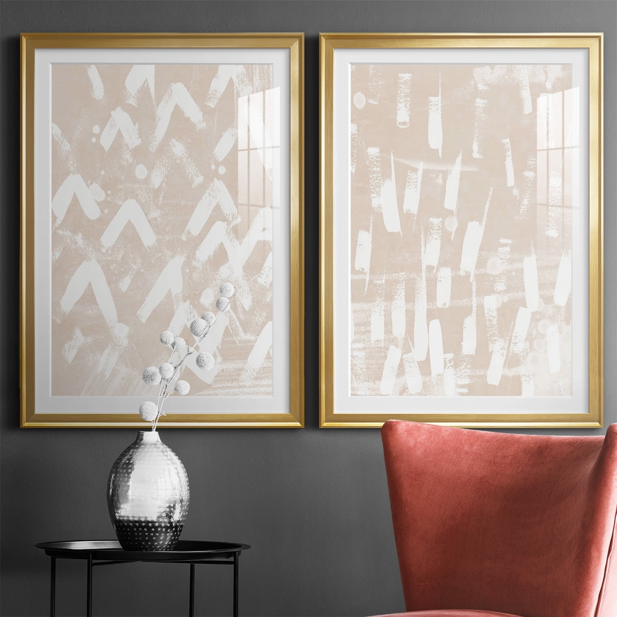 Wexford Home Earth Etching III Premium Framed Print, 26.5" x 36.5" - Ready to Hang, Gold (Set of 2)